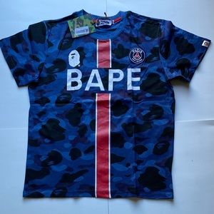 Bape Tshirt size L chest 21” but fits good M as it’s slim fit Made in Japan.